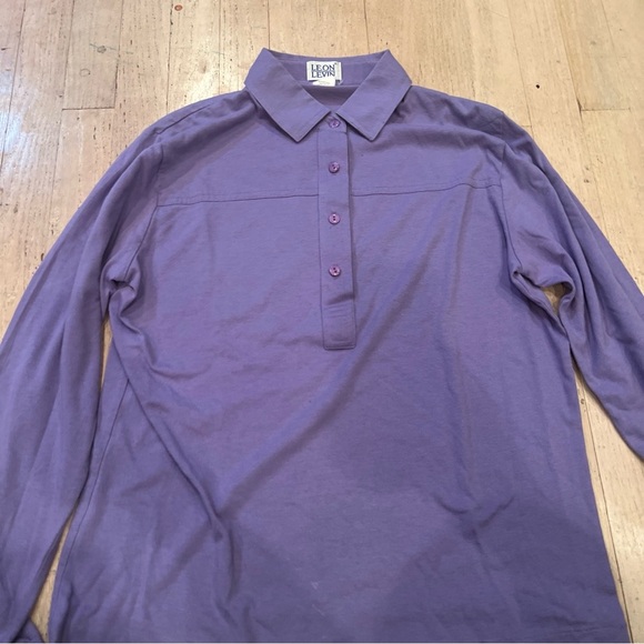 Leon Levin Appleseeds 1/2  Button Up Shirt Womens Size Small Purple Long Sleeve - Picture 2 of 4